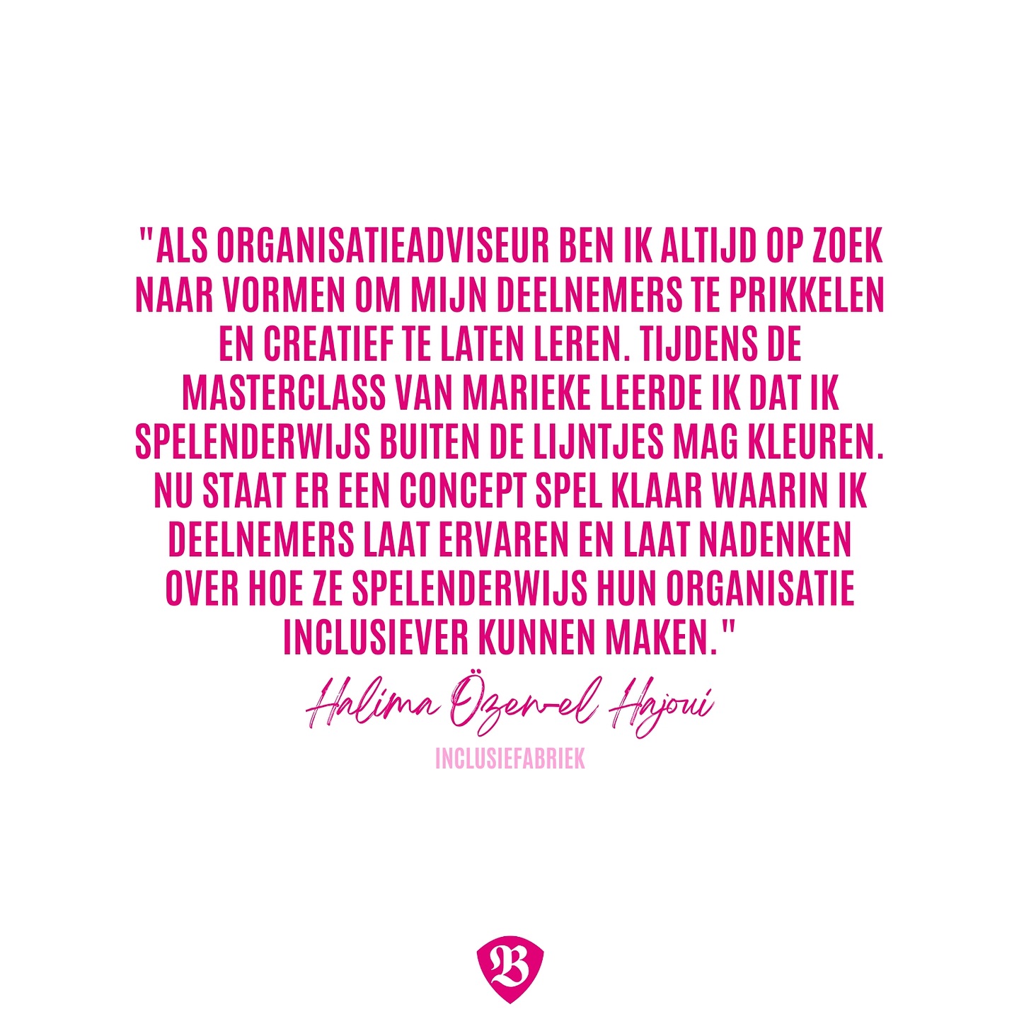 Zou jij met je team willen ervaren hoe het is om je eigen spel te ontwikkelen? 🎲 Halima deed dit, en zoals je leest, met succes! ✨ 

Deze fantastisch lieve woorden schreef ze verder nog: “Marieke is een inspirerende vrouw die van elke werkvorm een spel weet te maken. Ze daagde me uit om, daar waar ik het nog spannend vind, een stap extra te nemen. Absolute aanrader. PS. Haar locatie is een grote spelletjes snoepwinkel.” 

Wil je ook graag een masterclass bezoeken? 🤩 De nieuwe masterclasses staan vanaf februari op de planning. Kijk op onze website voor de agenda: https://bedrijfshelden.nl/home-2/